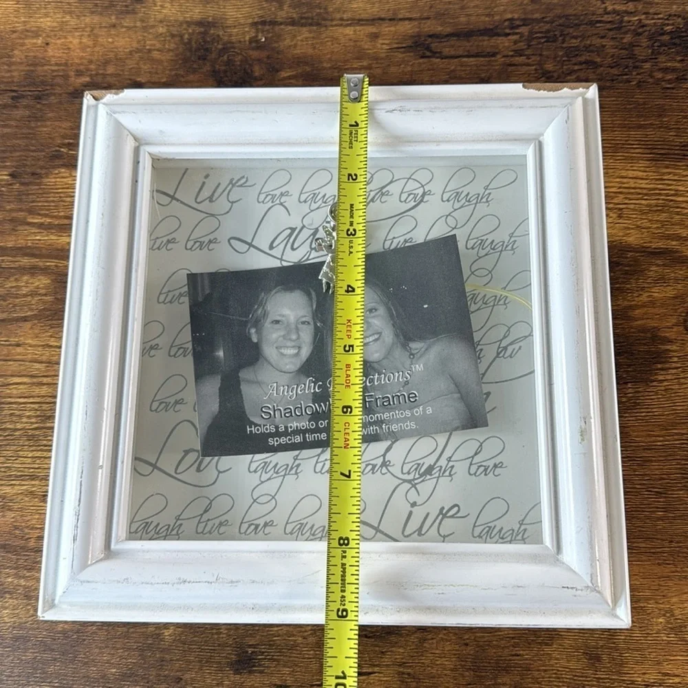 NWT White Shadowbox Distressed Design Wooden Frame 9” x 9”